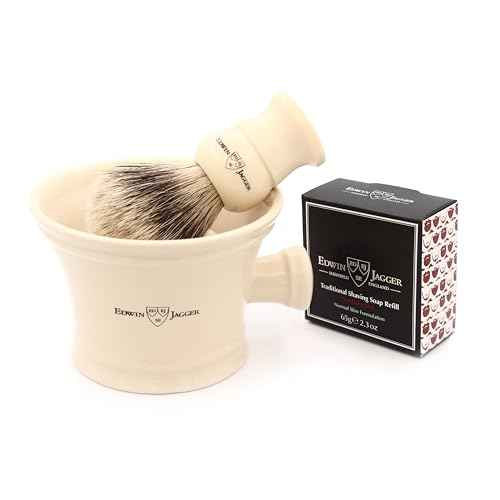 Edwin Jagger RN47 Traditional Porcelain Luxury Shaving Bowl with Handle for Shaving Cream or Shaving Soap for Men and Women (Ivory)