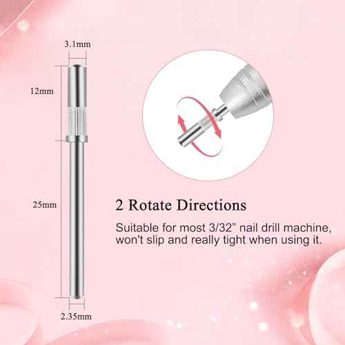 200 Pcs Nail Drill Bits Small Sanding Bands with 3.1mm Mandrel Bit, Mini Sanding Bands Nail File for Acrylic Gel Manicures and Pedicure (Rose Red, 180 Grit)