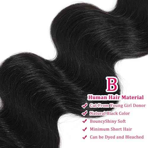 Body Wave Bundles Human Hair 22 24 26 Inch 12A Grade 100% Unprocessed Brazilian Virgin Hair Body Wave 3 Bundles Deals Real Human Hair Extensions For Black Women Natural Black