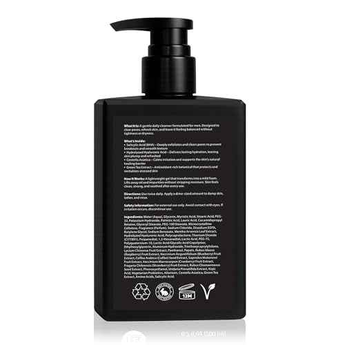 Men¡¯s Facial Cleanser ? Deep Cleansing & Hydrating Face Wash for Oily, Dry & Sensitive Skin ? Exfoliating Daily Cleanser with Salicylic Acid, Green Tea & Amino Acids ? 6.7 oz