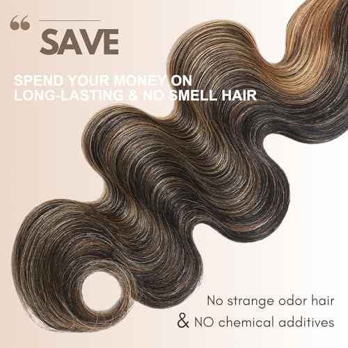 13A Double Drawn Honey Blonde Highlight FB27 Bundles 16 18 20 Inch Body Wave Human Hair, Black With Honey Brown Highlight Raw Human Hair 3 Bundles Unprocessed F1B/27 Ombre Sew In Extension