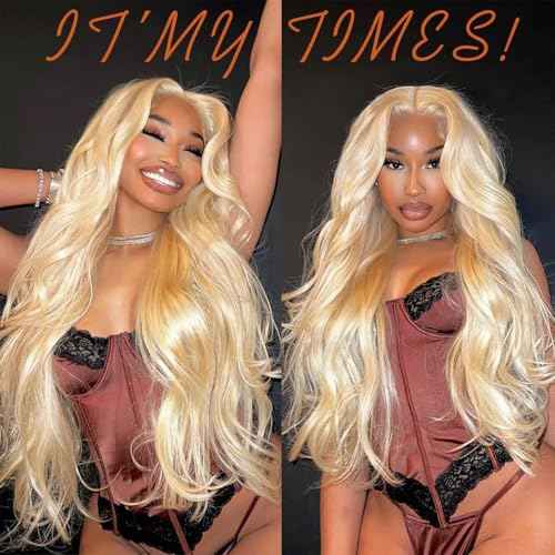 Synthetic 13X6 Lace Front Wig 613 Blonde Wig Long Body Wave Synthetic Wigs for Women Transparent Lace Wig with Baby Hair 180% Density Daily Wear Wig 26 inch