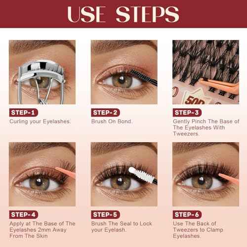 Higu clace Lash Clusters 600pcs 30D+40D+50D+60D+80D+100D Eyelash Clusters 6 Styles Mixed 10-18MM, Wispy Cluster Eyelash Extensions, Easy to Use, Can DIY at Home