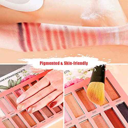 Vegan Nude Eyeshadow Palette - 16 Shades Organic, High Pigment, Long Lasting Shimmer