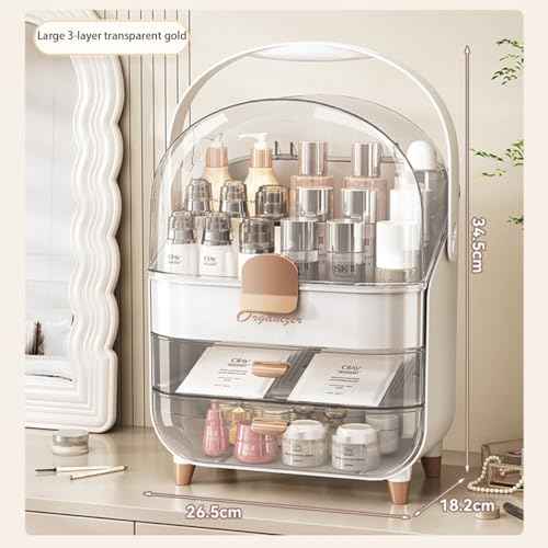 Makeup and Skincare Organizer with Multiple Compartment - Stylish & Portable Makeup Organizer Box ? Perfect Skin Care Holder for Vanity, Desk, & Bathroom - Ideal for Lipsticks, Brushes, & More