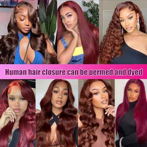 5x5 HD Transparent Straight Human Hair Lace Closure Skinlike 16inch Virgin Invisible Brazilian 5x5 Straight Human Hair Closure 100% Real Human Hair Free Part Closure Pre Plucked Natural Black Glueless