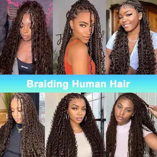 Human Braiding Hair for Boho Braids Human 110g 24 Inch Color 4 Deep Wave Boho Bulk Human Hair for Braiding 12A Deep Wave Bulk Bohemian 2 Bundles/Pack Chocolate Brown