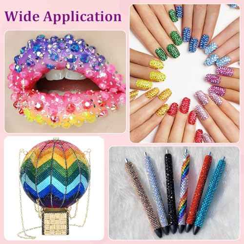 34000Pcs Resin Rhinestones with Tweezers for Crafting, Mixed-Color 3mm Bedazzling Crystal with 1Pcs 10ml B7000 Jewelry Glue for DIY Crafts Clothing Tumblers Shoes Fabric Nail Art