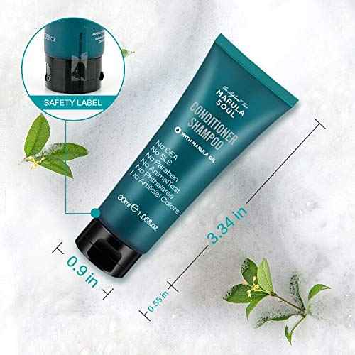 OPPEAL Travel Size 2in1 Shampoo & Conditioner with Marula Oil - 1.05 oz - Hotel Size for Use in Vacation Rental/Guest Room-SLS and Paraben Free-Ambergris Scent(100 Pack)