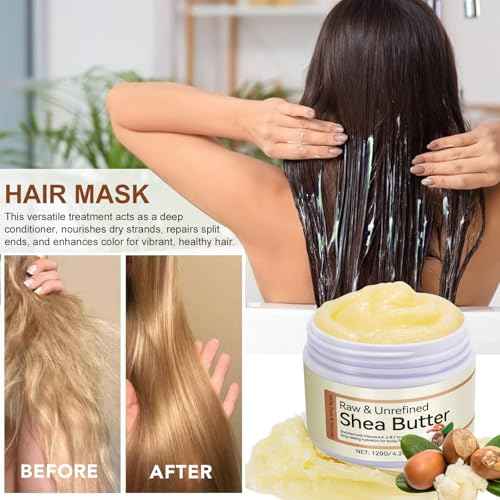 Raw & Unrefined Shea Butter for Body, Face & Hair, Pure Shea Butter with vitamins A, E & F, Long-Lasting Hydration for Dry Skin, Hair Care, DIY Lip Balm, Natural Moisturizer