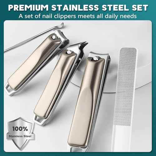 Nail Clippers Set for Men Women ? 5-in-1 Stainless Steel Manicure Set and Nail Care Kit with Fingernail & Toenail Clippers, Portable Manicure Kit for Women, Travel Grooming Kit with Storage Bag