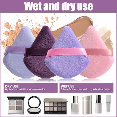 BS-MALL Triangle Puffs, Makeup Sponge Set 20 Pieces, Cosmetic Applicators for Foundation, Powder, Blush Large Pack (Purple)