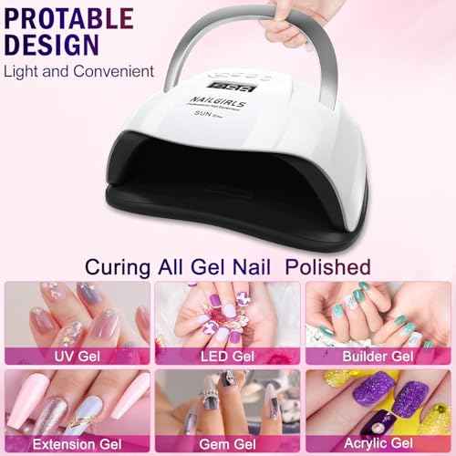 NAILGIRLS UV LED Nail Lamp,168W Fast Curing LED UV Light for Gel Nails with 4 Timer Setting Auto Sensor,Nail Dryer for Fingernail and Toenail,Salon Home Nail Art
