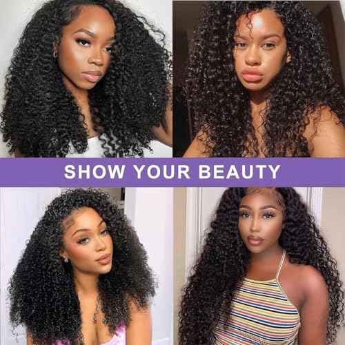 Jerry Curly 3 In 1 Half Wig Human Hair Elastic Drawstring Wear Go Glueless Curly Human Hair Half Wigs Friendly To Beginners 200% Density Natural Hairline Flip Over Wig 26Inch