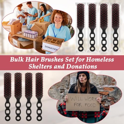 120 Pack Hair Brushes Bulk for Women, Homeless Supplies Bulk, Travel Detangling Disposable Hair Brush Set, Individually Wrapped Hairbrushes Supplies for Hotel Charity Shelter Church (Black)
