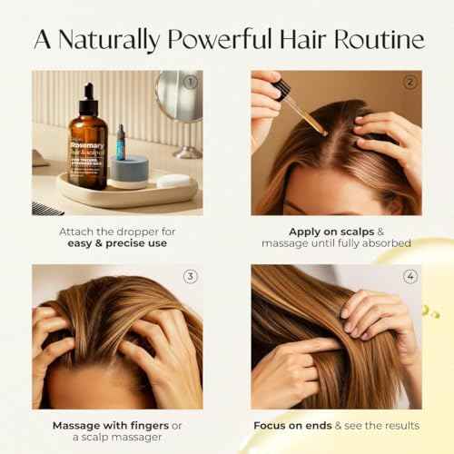 Gya Labs Rosemary & Castor Hair Oil - 4 Fl Oz - for Scalp Health, Strengthens & Protection from Damage