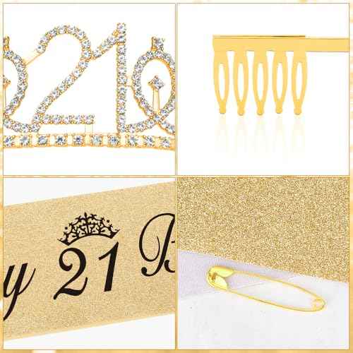 21st Birthday Sash and Crown Gifts for her Tiara for Women Girl 21st Its My Birthday Sash Headband Accessories Decorations
