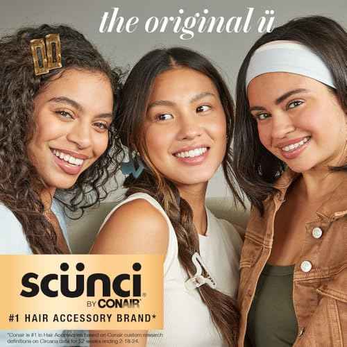 Scunci by Conair The Original Scrunchie hair accessories - hair accessories for women - hair ties - trendy hair accessories - Jumbo Size in Washable White Nylon Silk- 1 Count
