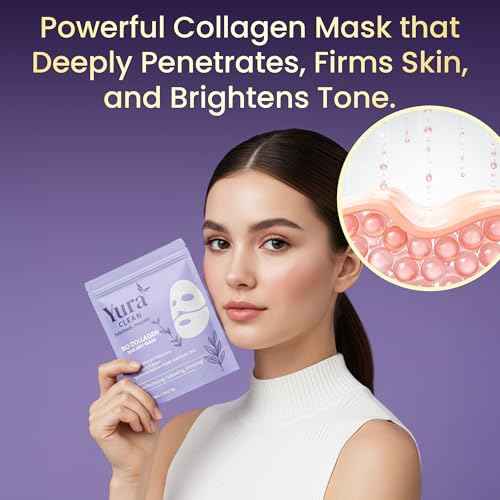 Yura Clean Collagen Face Mask ? Korean Overnight Bio-Collagen Sheet Mask for Glowing, Hydrated & Firm Skin ? Anti-Aging, Moisturizing & Skin Rejuvenation ? 4 Pack ? Ideal Holiday Gift for Women