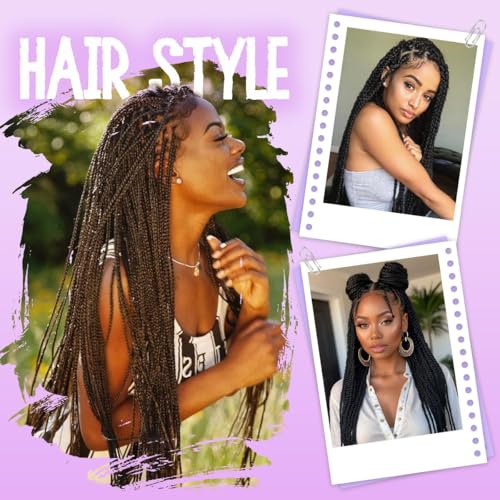 36 Inch Braided Wigs for Black Women Full Lace Box Braid Wig With Baby Hair Long Synthetic Braided Lace Wigs Natural Black