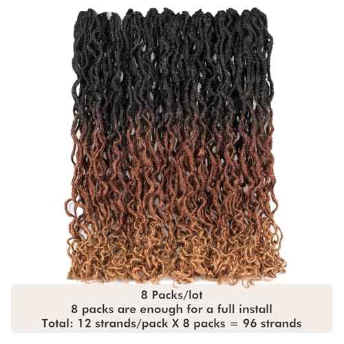 ToyoTress Toceana Curly Locs Crochet Hair - 26 Inch 8 Pcs (96 Strands) 3 Tones Ombre Brown Pre-looped Crochet Locs, Crochet Faux Locs Pre-twistedBraids Synthetic Braiding Hair (26 Inch,OT30/27-8P)