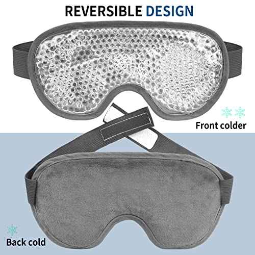 Cooling Eye Mask with Gel Bead, Reusable Cold Compress Ice Pack Sleeping Eye Cooling Pads for After Eyelid Surgery, Puffiness, Puffy Eyes, Headache, Migraine Relief(Grey)