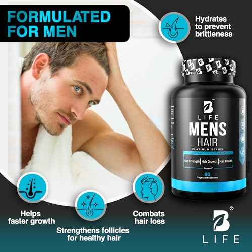 Men¡¯s Hair Growth Supplement ? Biotin & Collagen Hair Vitamins for Men ? Thicker, Fuller Hair, Nail & Scalp Support ? Hair Loss Supplement with Zinc, Selenium & Vitamins A C D E ? 60 Capsules