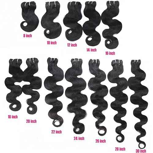 RESACA Body Wave 4 Bundles Human Hair Weave Weft Extentions Bundles for Women 24 26 28 30 Inch 100% Unprocessed Brazilian Virgin Human Hair (Nature Color Black)