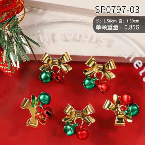40Pcs Christmas Bell Nail Charms Gold Silver Bell Xmas Nail Charms for Acrylic Nails Red Green Alloy Bell Nail Gems and Charms Nail Jewelry for Women DIY Manicure Accessories