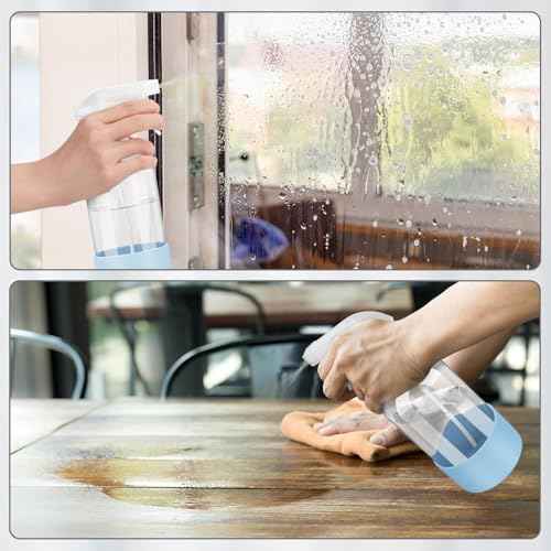 Glass Spray Bottles with Silicone Sleeve Protection, Empty 16 oz Refillable Containers, Reusable Spray Bottles with Adjustable Nozzle for Hair, Cleaning Solutions, 3 Pack Blue