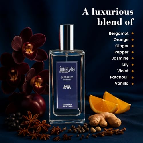 Instyle Fragrances Platinum Collection Dark Woods, Premium Unisex Eau de Parfum, CLEAN, Vegan, Paraben-Free, Never Tested on Animals, 3.4 Fluid Ounces