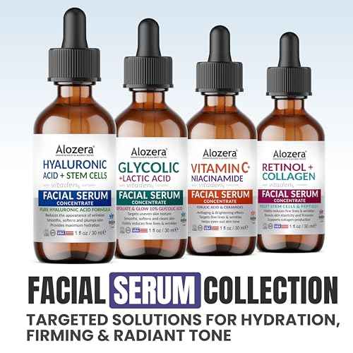 Alozera Pure Hyaluronic Acid Serum with Stem Cells for Face & Neck, Deep Hydration Facial Moisturizer for Plumper & Smoother Skin, Concentrated Anti-Aging Serum, Day & Night