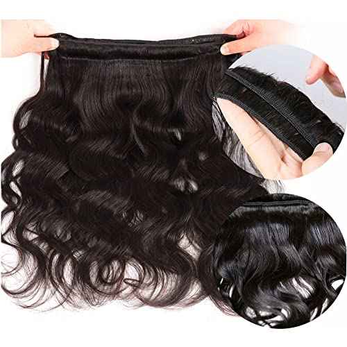 Body Wave Bundles with Closure Human Hair (14 16 18+12) 5x5 HD Closure Brazilian Human Hair 3 Bundles with Closure Unprocessed Virgin Hair Body Wave Bundles with 5x5 Lace Closure Free Part