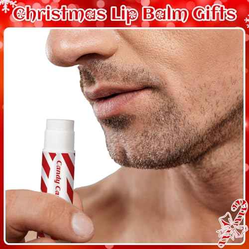 100 Pack Christmas Lip Balms Bulk Christmas Candy Peppermint Cane Scented Holiday Flavor Lip Balm Gifts Xmas Party Gifts Bulk Xmas Items Stocking Stuffers for Women Men Staff Employee (Candy)