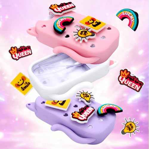 Juome Silicone Case for Touchland Hand Sanitizer Spray with Keychain & Charms, Cat Protective Holder Compatible with Touchland Power Mist & Glow Mist 1 FL Oz/30ML, Travel Cover Sleeve Accessory (Pink)