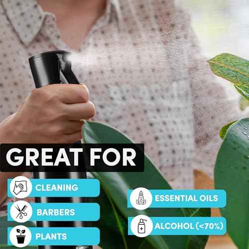 Hula Home Spray Bottle for Hair (20oz/590ml) - Powered by Flairosol¢ç Spray Technology - Continuous Ultra Fine Mist Sprayer ? For Hairstyling, Cleaning, Salons, Plants, Essential Oil & More - Black