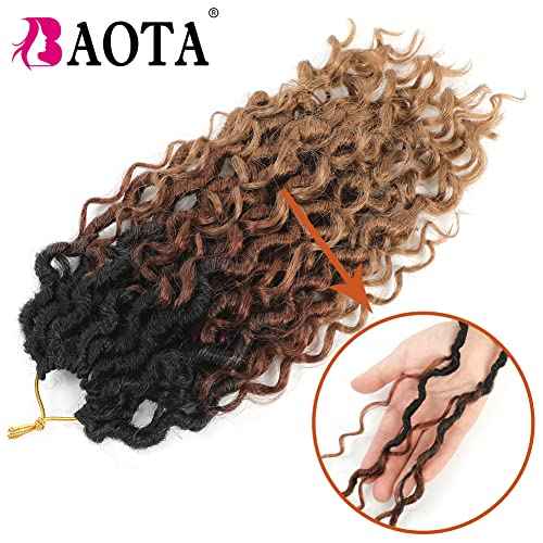 Goddess Locs Crochet Hair 7 Packs Crochet Hair for Black Women Ombre Pre-looped Faux Locs With Curly Ends Synthetic Hair Extension 12 Inch (1B/30/27#)