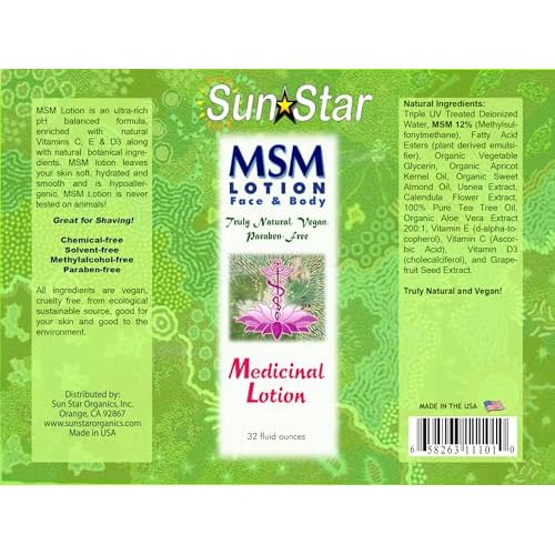 MSM Face & Body Lotion with Tea Tree Oil Medicinal Lotion