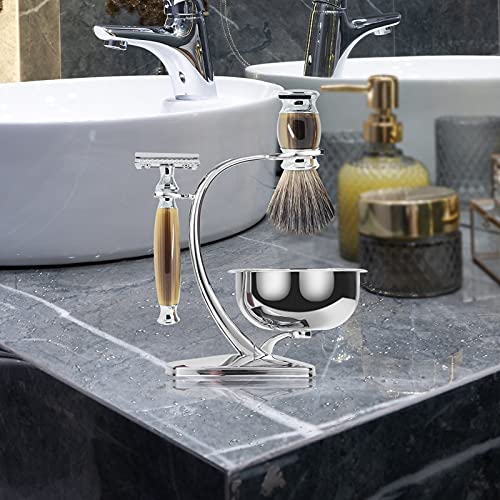 Straight Razor Shaving Kit for Men,Wet Shaving Brush and Bowl Set,Luxury Father's Day Gifts Set Includes Shave Brush,Soap,Stainless Steel Bowl,Shaving Stand,Double Edge Safety Razor with 10 Blades