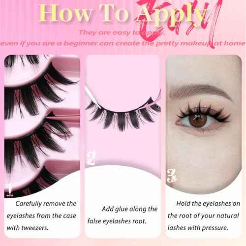 Ahrikiss Lashes Spiky Manga Lashes Anime False Eyelashes 8 Pairs Faux Mink Lashes Cosplay Thick Fake Eyelashes Soft Strip Lashes 8-16mm Wispy Fake Lashes Natural Look (Doll)