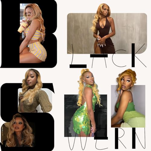 BlackSwern T1B/27 Ombre Honey Blonde 13x6 Synthetic Lace Front Wig,HD 13x6 Lace Frontal Wig Brown To Honey Blonde Pre-Plucked,26inch Body Wave Wigs 200 Density,Pre-Plucked PLUS 1.5¡¯¡¯ Hairline