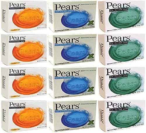 PEARS BAR SOAP VARIETY PACK 12 MINT EXTRACT LEMON & ORIGINAL - SET OF 4