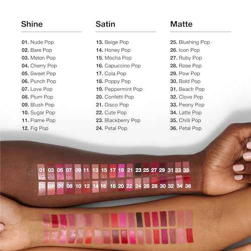 Clinique Pop Longwear Lipstick | Long Lasting, Satin, Matte + Shine | 36 Shades