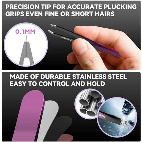 Professional Tweezers Set for Eyebrows ? 4PC Precision Stainless Steel Tweezers Kit with Slant, Pointed & Flat Tips ? Eyebrow Hair Removal Tool for Women & Men ? Eco-Friendly Paper Tube Packaging