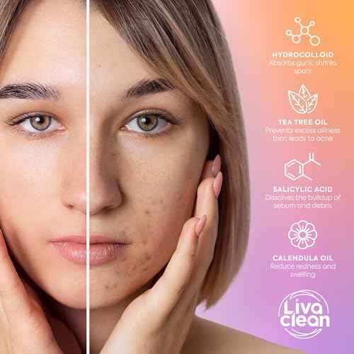 Livaclean 120 CT Pimple Patches for Face w/ Salicylic Acid, Tea Tree & Calendula Oil - Four Sizes Zit Dots Acne Patches for Face - Hydrocolloid Patch Pimple Patch Invisible - Acne Dots Zit Stickers