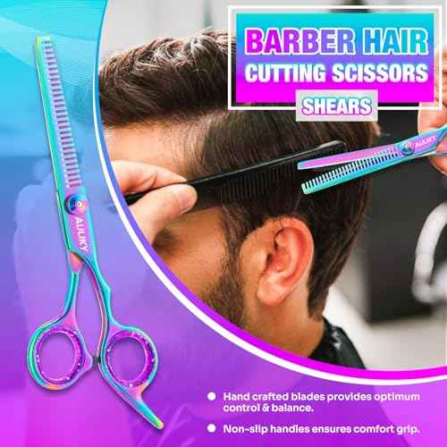 Hair Cutting Scissors Shears Kit, 6.7¡± Barber Scissors,Professional Haircut Kit,Stainless Steel Hairdressing Thinning Scissors Shears for Barber,Salon,Women,Home,Men
