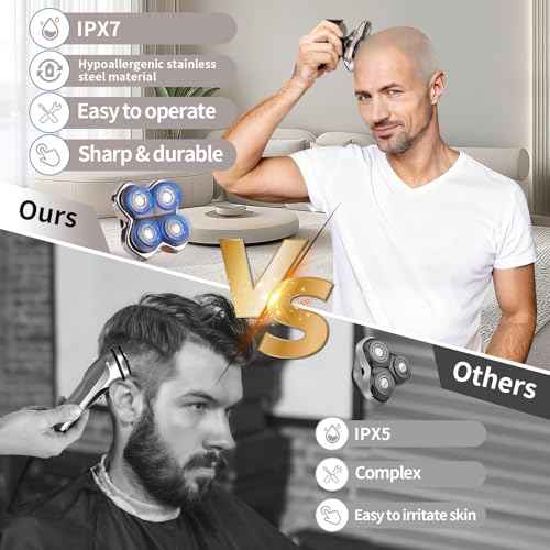 Head Shaver Replacement Heads Compatible with Skul Pitbulls Gold PRO,Silver PRO, Platinum PRO,Butterfly Kiss PRO - Hypoallergenic Stainless Steel Shaver Foil Replacement - 4D Floating Blade