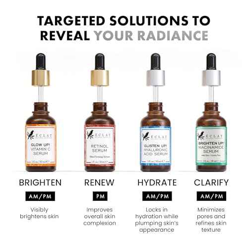 Eclat Skincare Vitamin C Face Serum - Skin Care for Dark Spots, Vitamin C Serum with Hyaluronic Acid, Ferulic Acid, & Vit E - Anti Aging and Skin Brightening, Vit C Face Care 1 Fl Oz