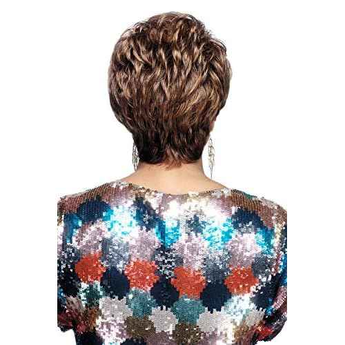 Vivica A. Fox AMY-V, Heat Resistant Fiber, Pure Comfort Cap, Layered Short Pixie Style with Tapered Back, Full Wig (44 Charcoal Gray)