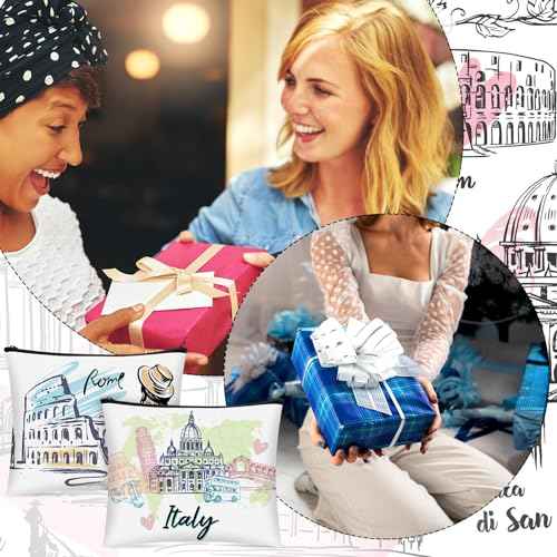 9 Pcs Italy Cosmetic Bag Souvenir Italy Travel Gifts Italian Makeup Purse Zipper Pouch for Girls Women Traveler Birthday Christmas Party Favors